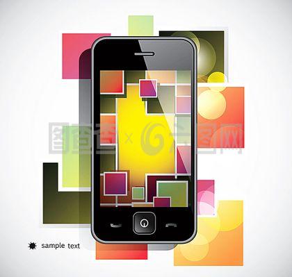 手機和方塊光斑